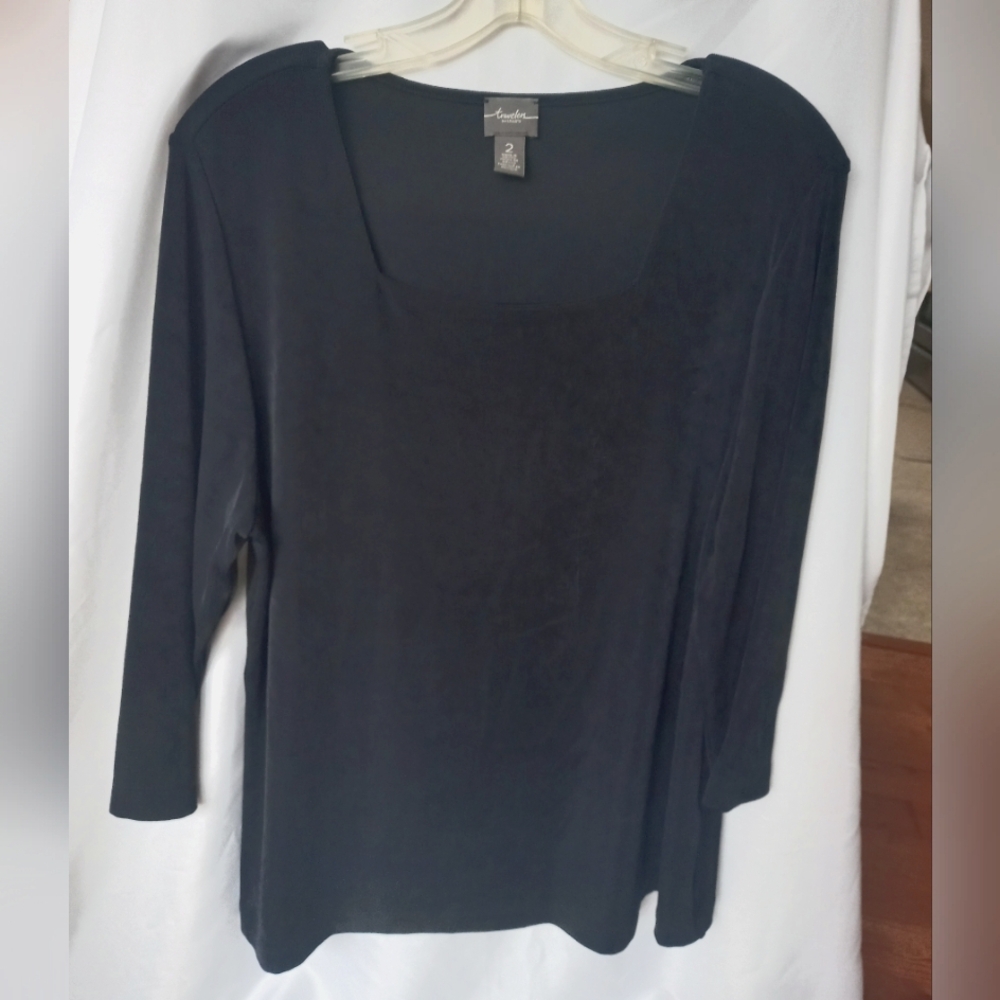 Chico's Travelers Dark Blue Chic Top Size 2 (Large/12)